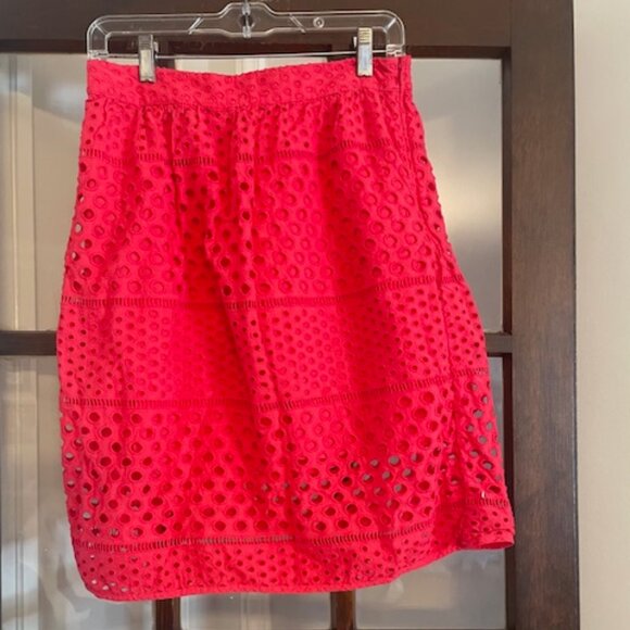 LOFT Pink Eyelet Skirt, Size 6 - Picture 1 of 5
